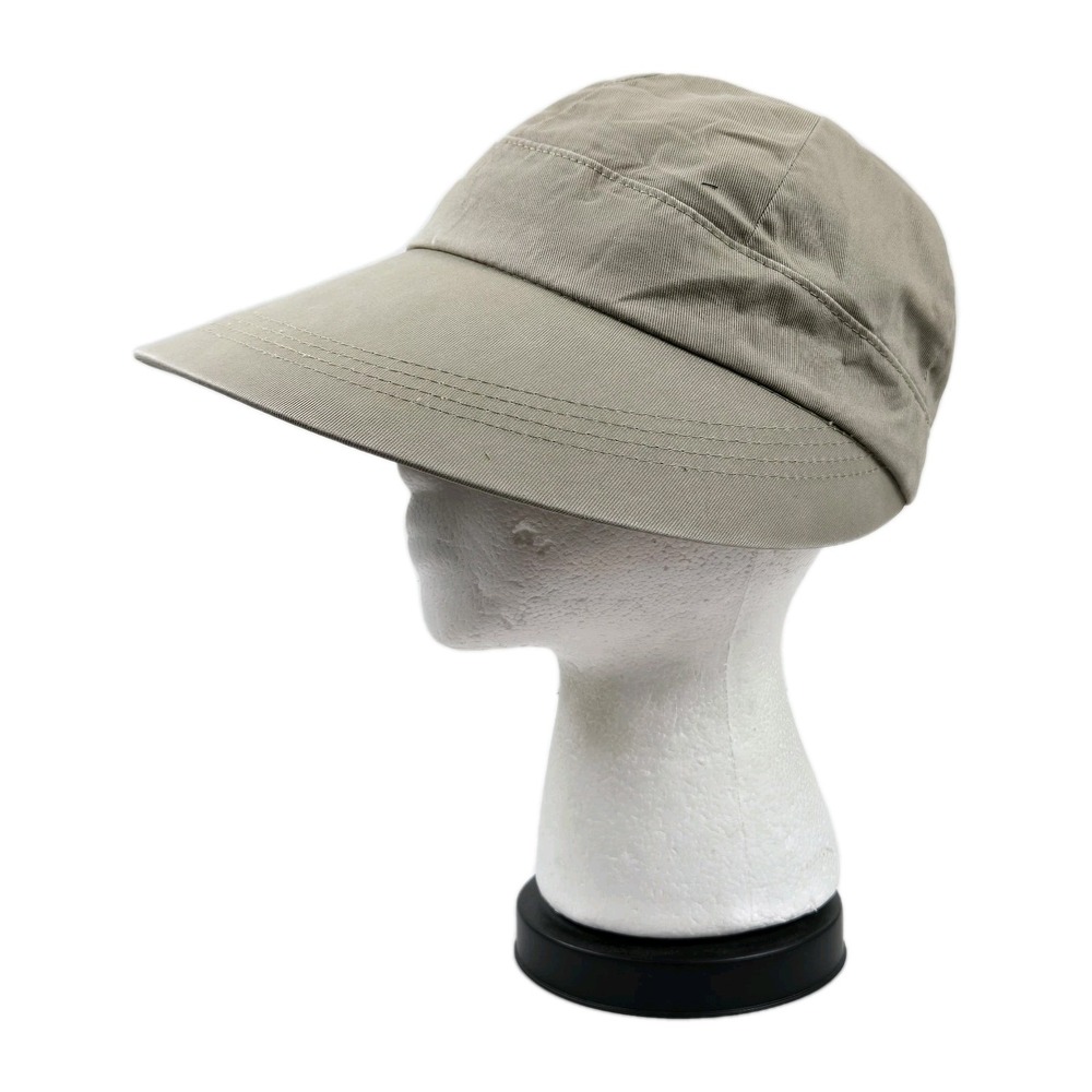 Vtg SCALA Facesaver Wide Brim Cap Tan Cotton Canvas Golf Garden Beach OSFM